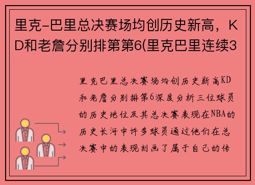 里克-巴里总决赛场均创历史新高，KD和老詹分别排第第6(里克巴里连续30分场次)